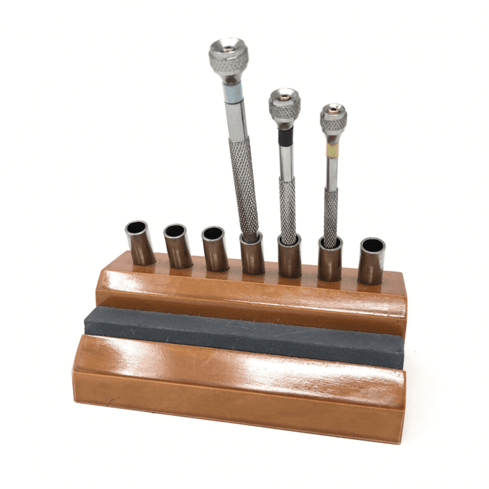 Wooden Screwdriver Stand & Sharpening Stone